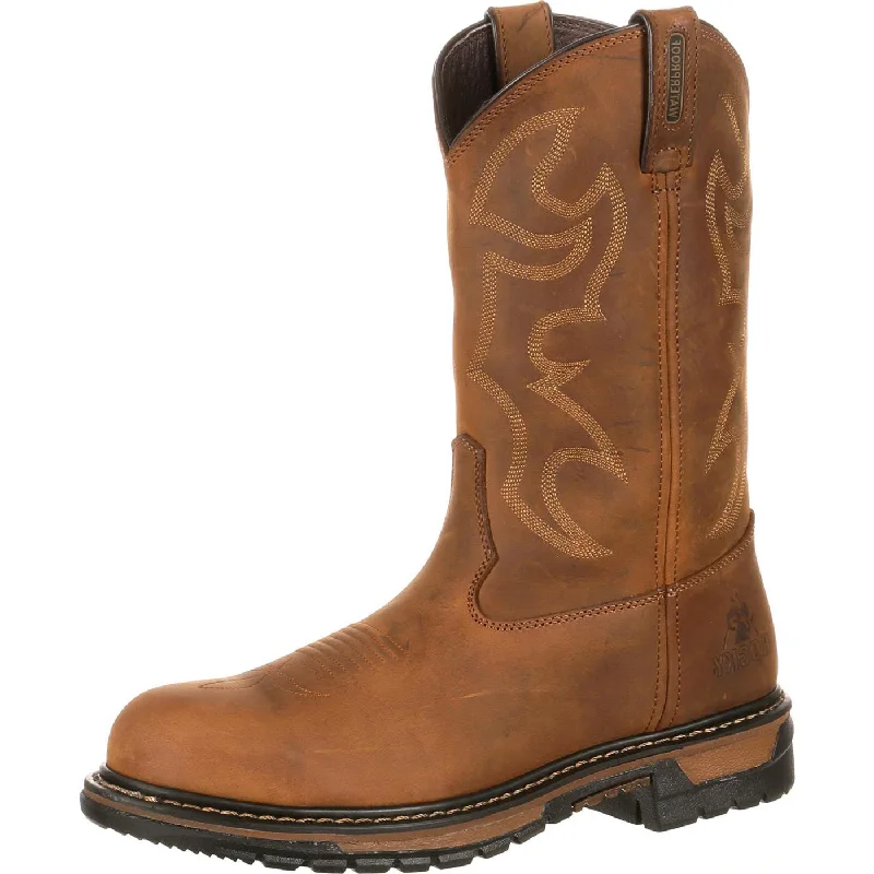 Men's chemical - resistant work & safety boots for laboratory useRocky Original Ride Branson Roper Steel Toe Waterproof (Aztec Crazy Horse)