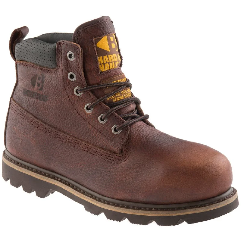 Men's work & safety boots with a quick - lace system for easy on and offBuckler B750 Dark Brown Goodyear Welted Waterproof Safety Lace Boot