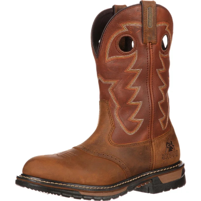 Men's chemical - resistant work & safety boots for laboratory useRocky Original Ride Branson Saddle Roper Waterproof (Saffron Brown) Men's chemical - resistant work & safety boots for laboratory useRocky Original Ride Branson Saddle Roper Waterproof (Saffron Brown)