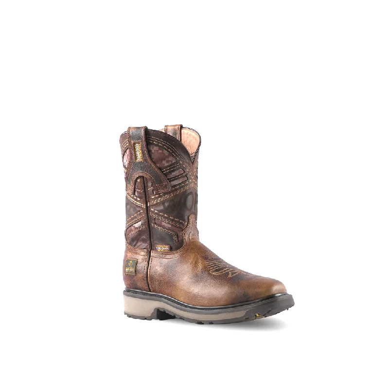Men's work & safety boots with a durable rubber outsole for traction on rough terrainTexas Country Work Boot Bawyno Musgo E05