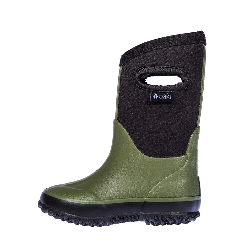 Men's buckle - detailed snow boots for a rugged lookForest Green Neoprene Rain/Snow Boots