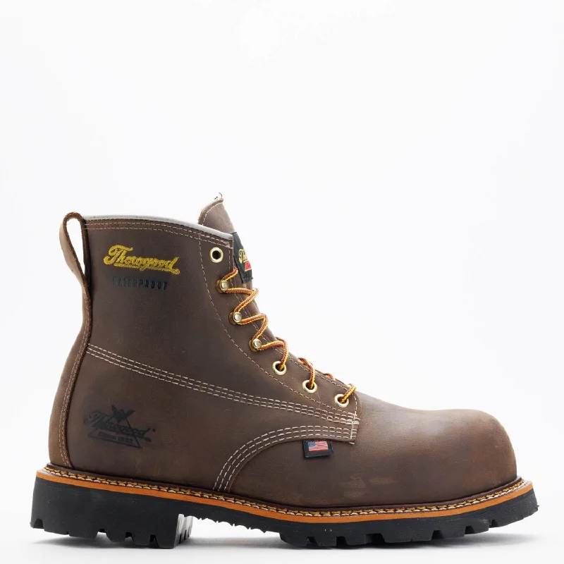Men's work & safety boots with a gusseted tongue to keep out debrisThorogood Men's American Legacy 6" Water Proof EH Nano Comp Toe Boot