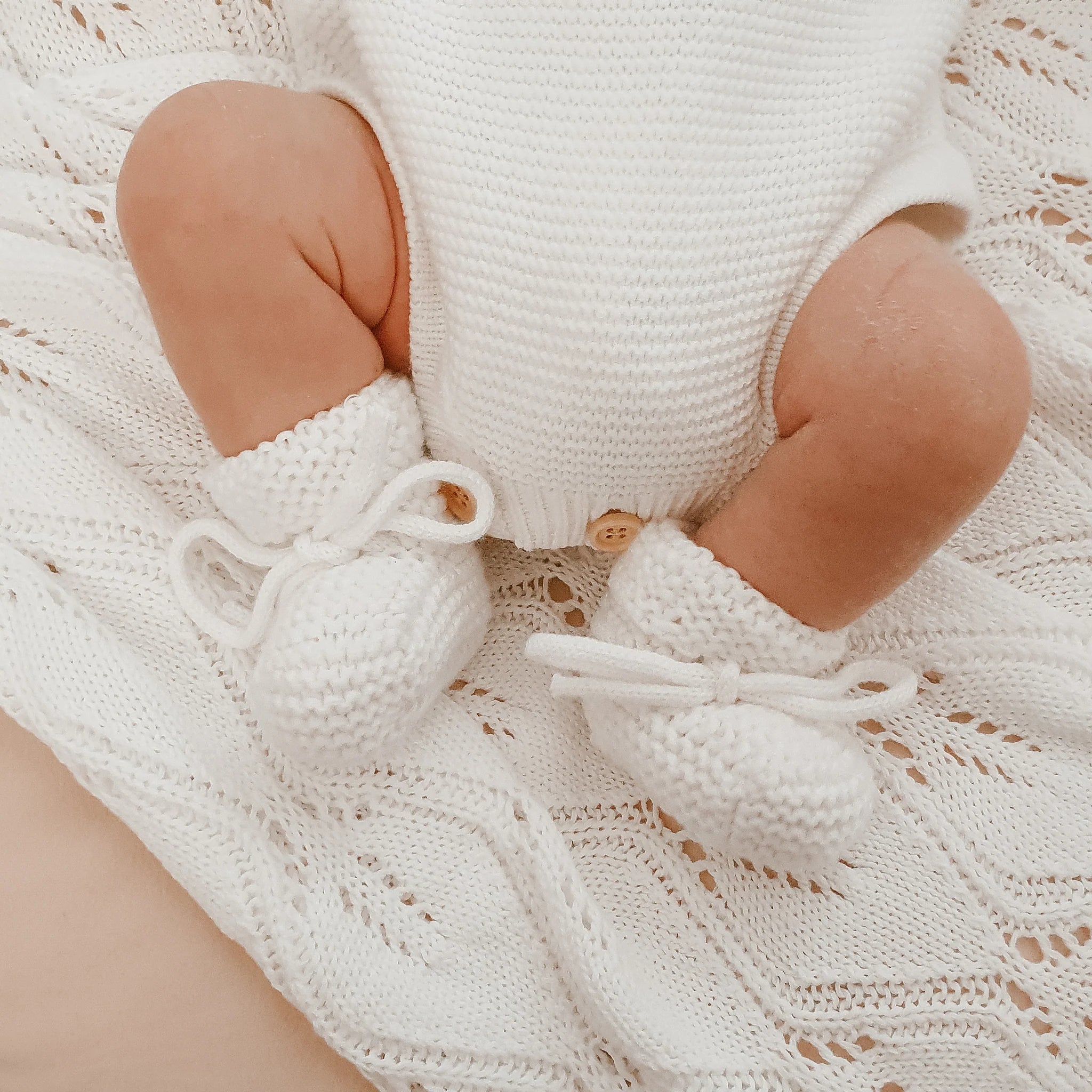 Blossom & Pear Mini Knit Booties - Milk