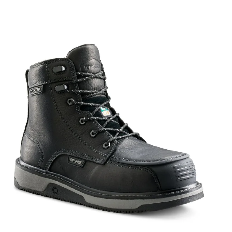 Men's non - metallic work & safety boots for airport security jobsTerra Ironstone Men's 6" Waterproof Composite Toe Work Boot 839GBK - Black