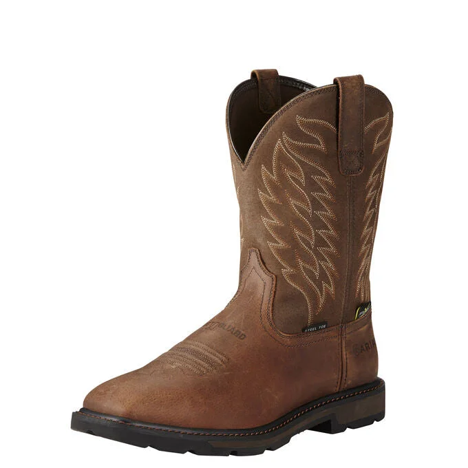 Men's work & safety boots with a high - traction lug pattern for uneven groundAriat 10020063 Groundbreaker Square Toe Metguard Work Boots