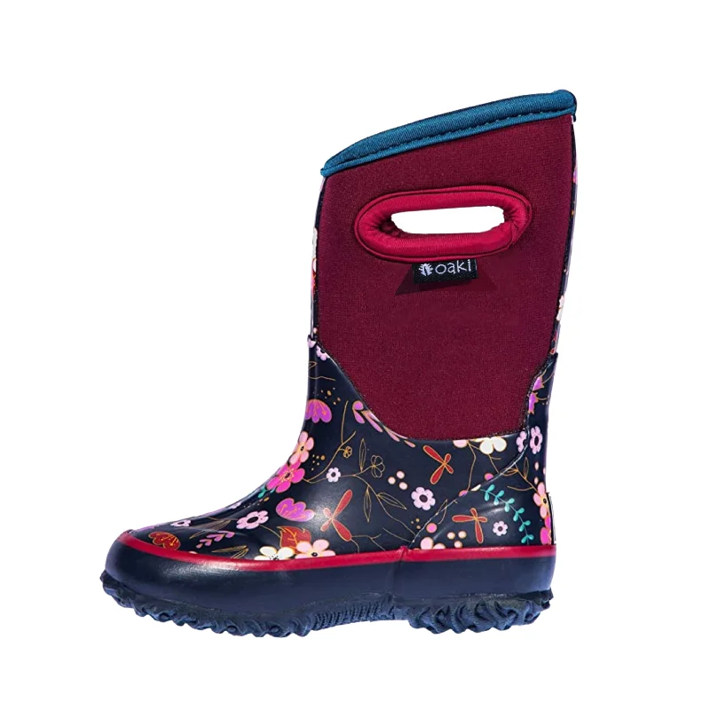 Men's classic lace - up snow boots with a high - top designMidnight Floral Neoprene Rain/Snow Boots
