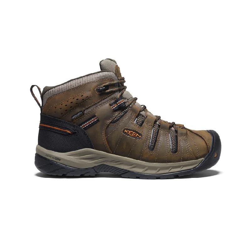 Men's work & safety boots with a padded collar for ankle comfortMen's Flint II Waterproof Mid (Soft Toe)  |  Black Olive/Brindle