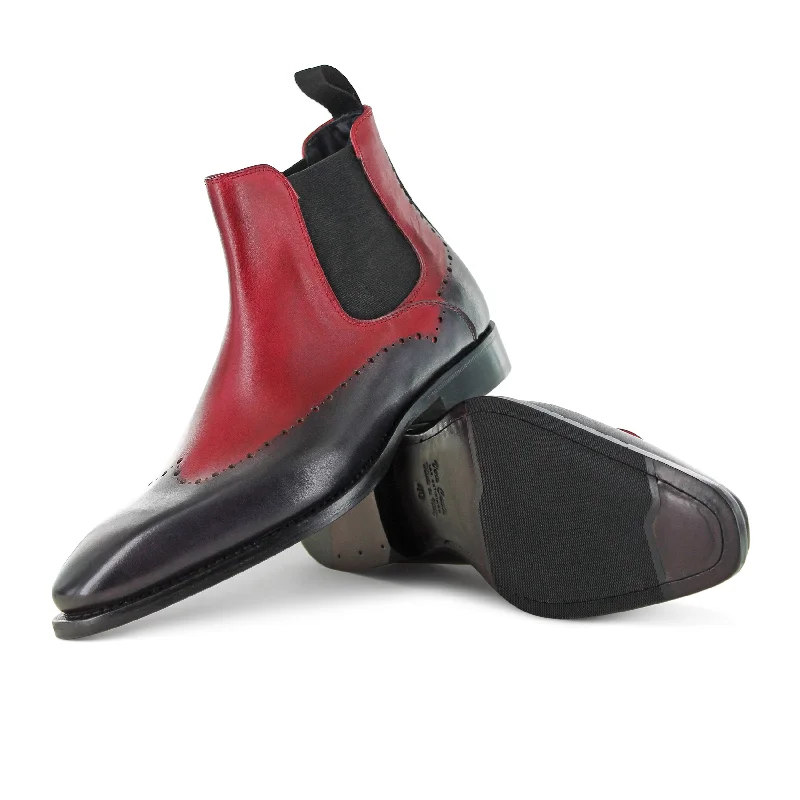 Men's low - heel Chelsea boots for a more casual and comfortable wearA835 -Red Anthracite