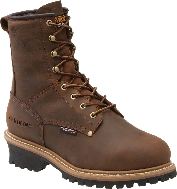 Men's work & safety boots with a gusseted tongue to keep out debrisCarolina CA7821 Logger Internal Metguard Work Boots