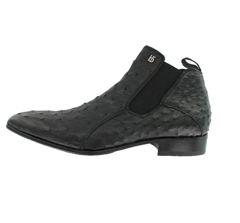 Men's leather and fabric hybrid Chelsea boots for a unique styleRU6801 - Black Ostrich Chelsea Boot Men's leather and fabric hybrid Chelsea boots for a unique styleRU6801 - Black Ostrich Chelsea Boot