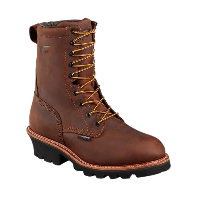 Men's work & safety boots with a quick - lace system for easy on and offRed Wing Men's Loggermax 9 Inch Insulated Waterproof Steel Toe Work Boots - Brown/Black - ONLINE STORE CREDIT/EXCHANGE ONLY