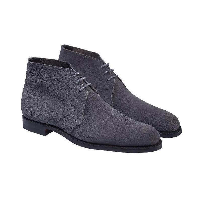 Men's perforated leather chukka boots with a refined, formal touchChukka Shark Grey Suede Men's perforated leather chukka boots with a refined, formal touchChukka Shark Grey Suede