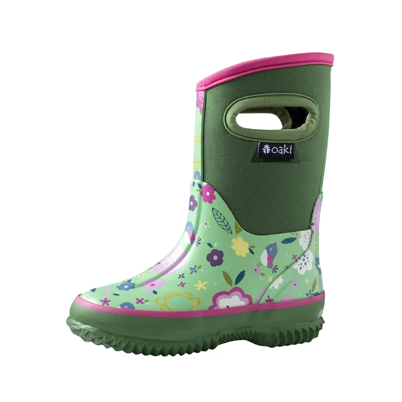 Men's traditional mukluk - style snow bootsGreen Floral Neoprene Rain/Snow Boots