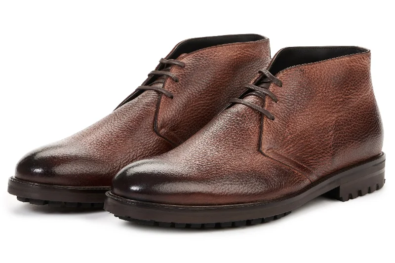 Men's black leather chukka boots with a modern, sleek silhouetteThe Agnelli Chukka Boot - Brown Men's black leather chukka boots with a modern, sleek silhouetteThe Agnelli Chukka Boot - Brown