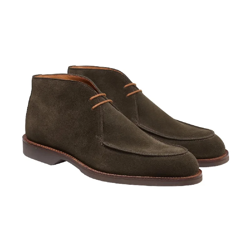Men's perforated leather chukka boots with a refined, formal touchBibury Earth Green Suede Men's perforated leather chukka boots with a refined, formal touchBibury Earth Green Suede
