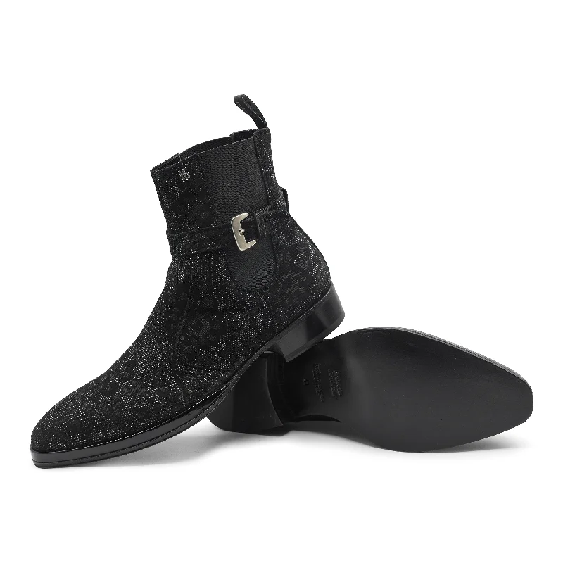 Men's waterproof Chelsea boots for rainy or snowy days7202 - Rock N Roll Black Sparkle