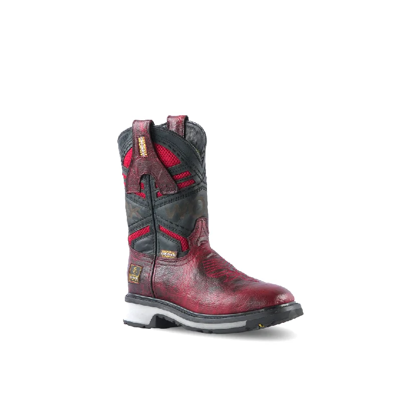 Men's water - repellent leather work & safety boots for outdoor workTexas Country Work Boot Bawyno Red E05