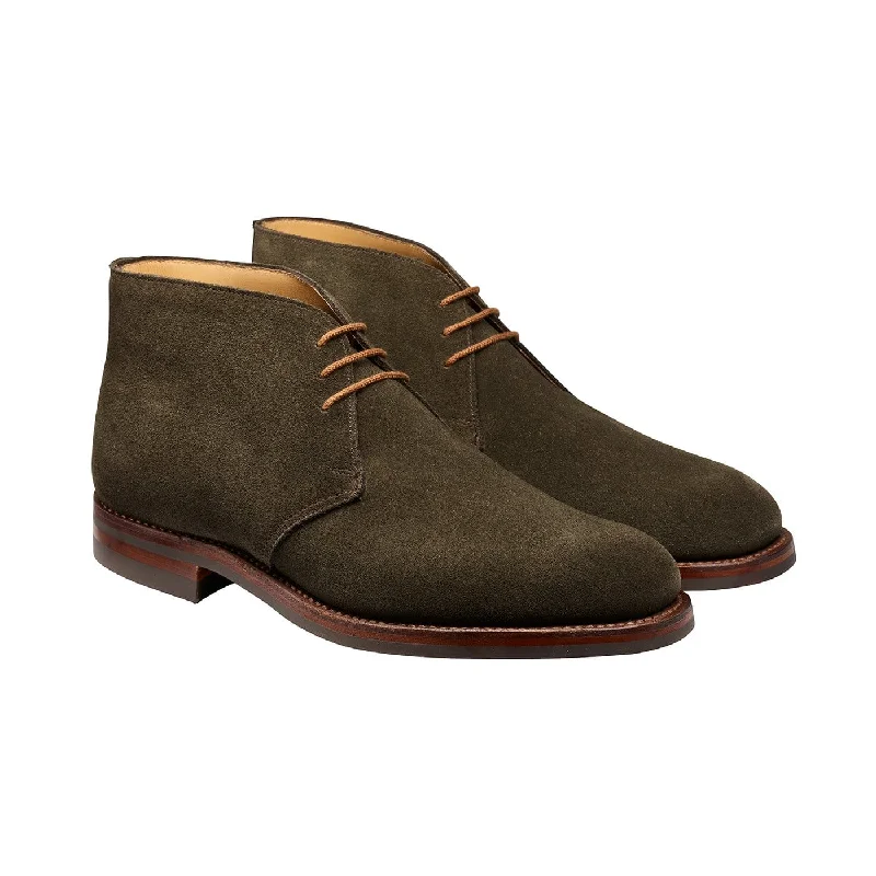 Men's leather and mesh hybrid desert boots for enhanced ventilationChiltern Earth Green Suede