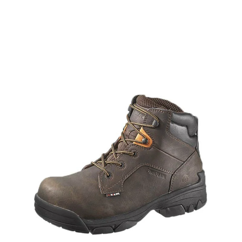 Men's work & safety boots with a durable rubber outsole for traction on rough terrainWolverine Merlin 6" Composite Safety Toe Boot (Brown)