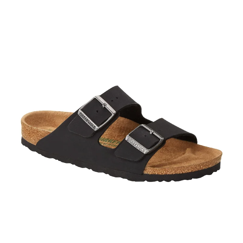 Men's sandals with a decorative buckle or charmArizona Black BirkiBuc/Microfibre Vegan
