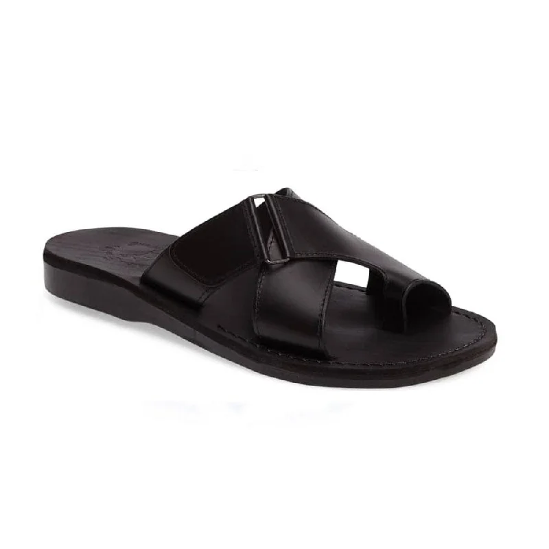 Asher - Leather Slide On Sandal | Black