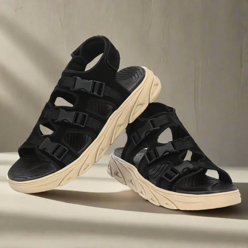 Men's sandals with a shock - absorbing insoleAttitudist Unisex Handcrafted Black Casual Sandal Men's sandals with a shock - absorbing insoleAttitudist Unisex Handcrafted Black Casual Sandal