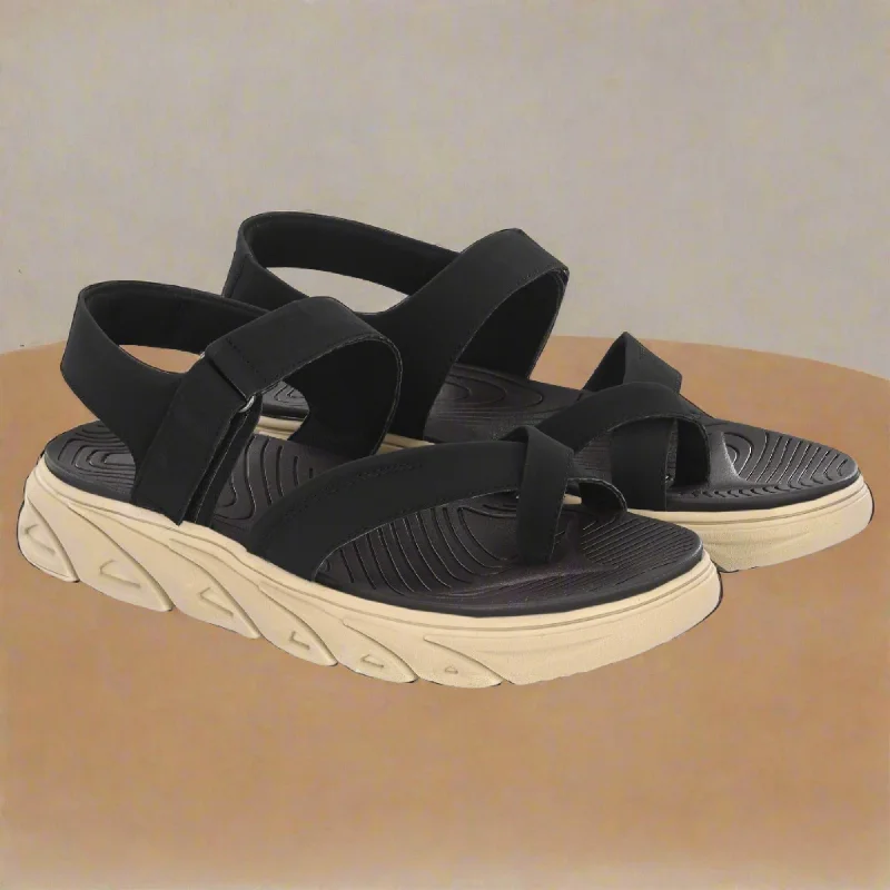 Men's sandals with a perforated leather upper for ventilationAttitudist Unisex Handcrafted Black Sports Sandal Men's sandals with a perforated leather upper for ventilationAttitudist Unisex Handcrafted Black Sports Sandal