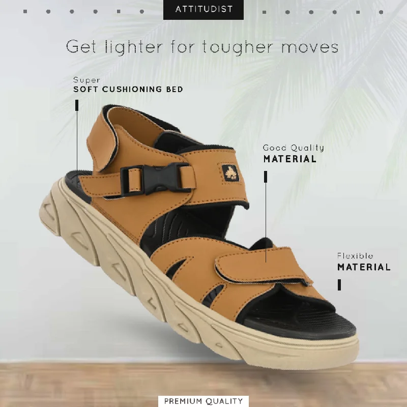 Men's sandals with a wide strap for supportAttitudist Unisex Handcrafted Tan Casual Sandal Men's sandals with a wide strap for supportAttitudist Unisex Handcrafted Tan Casual Sandal