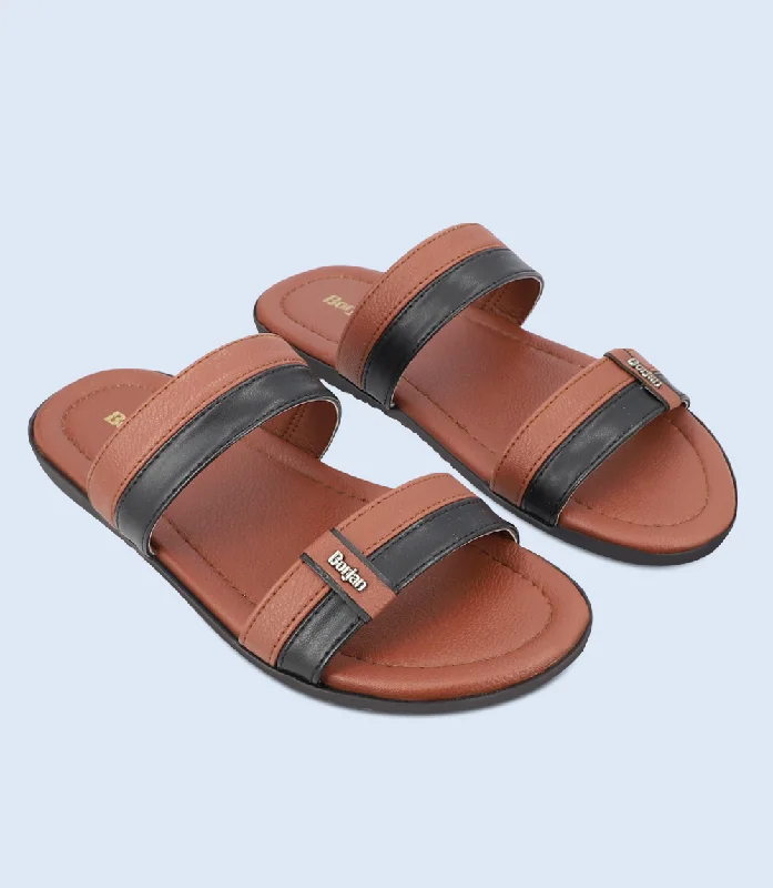 Men's sandals with a stretchy strap for a better fitBM5631-TAN-Men Slippers