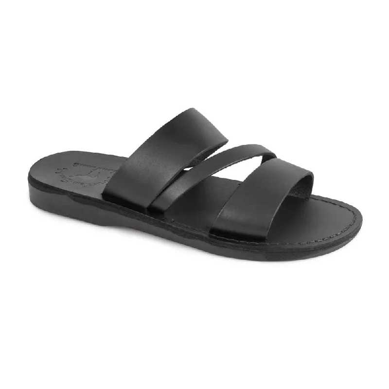 Boaz - Leather Wide Strap Sandal | Black