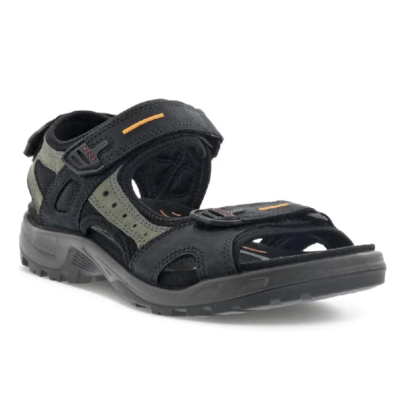 Men's sandals with a padded heelEcco Men's Yucatan Sandal - Black/Mole/Black