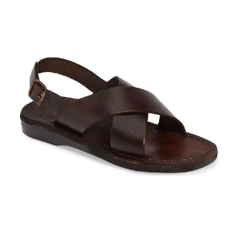 Elan Buckle - Leather Thick Strap Sandal | Brown