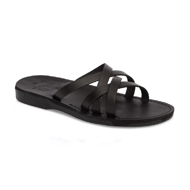 Gad - Leather Criss Cross Strap Sandal | Black