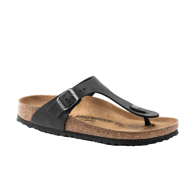 Flip - flop style men's sandals for beach wearGizeh Oiled Leather Black