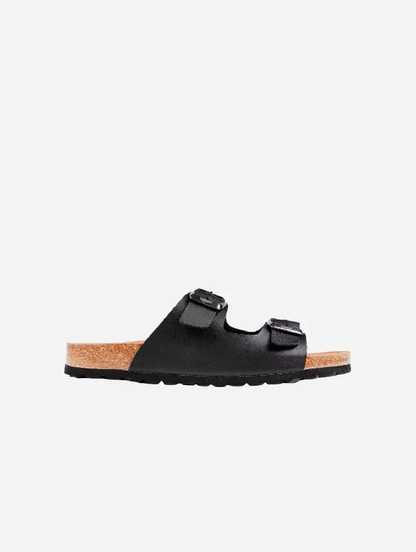Men's sandals with a cushioned footbedMango Men's Vegan Footbed Sandals | Black