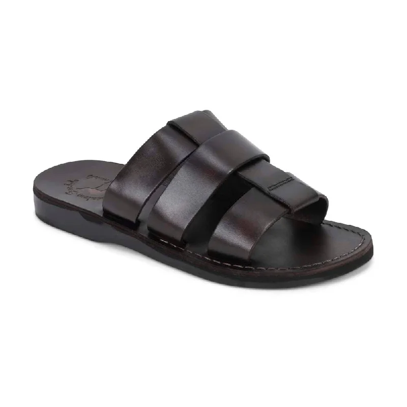 Micah - Leather Double Strap Sandal | Brown