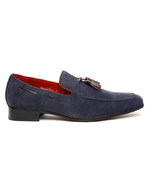 NAVY SUEDE TASSEL LOAFERS