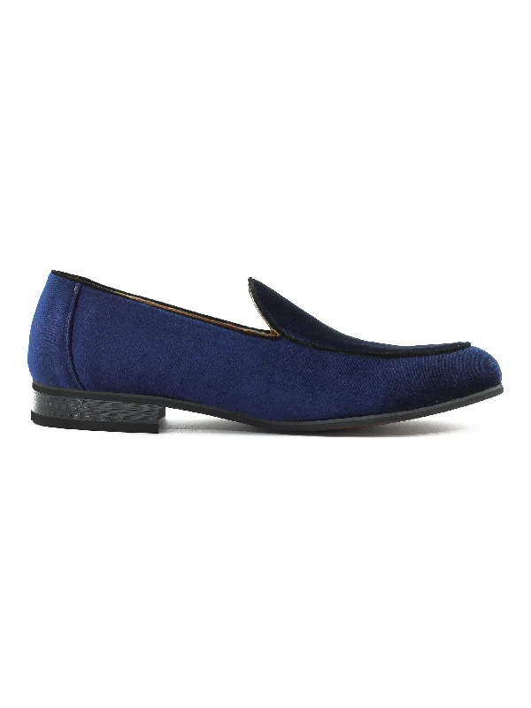 NAVY VELVET TUXEDO SLIPPERS