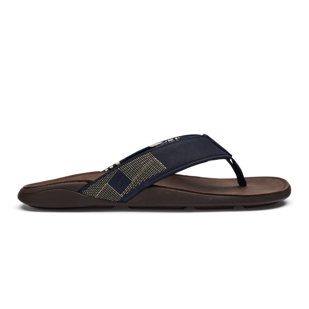 Men's sandals with a durable outer soleOlukai Men's Tuahine - Trench Blue/Dark Wood