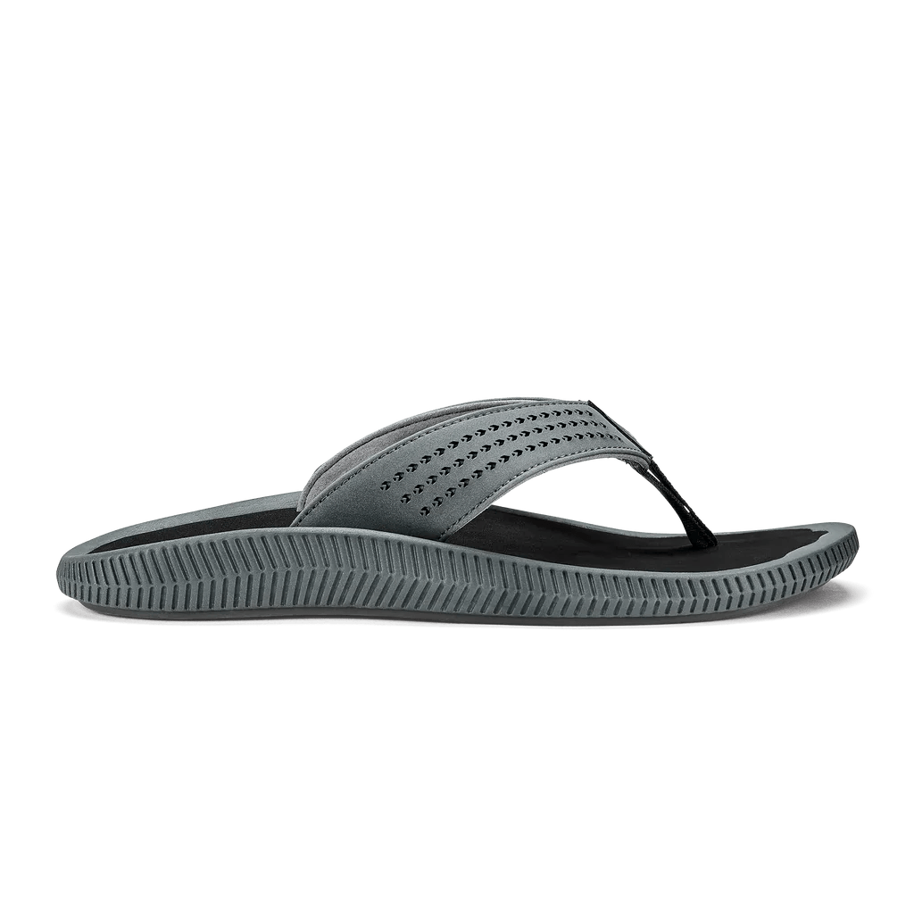 Men's sandals with a rubber sole for tractionOlukai Men's Ulele - Dark Shadow/Black Men's sandals with a rubber sole for tractionOlukai Men's Ulele - Dark Shadow/Black