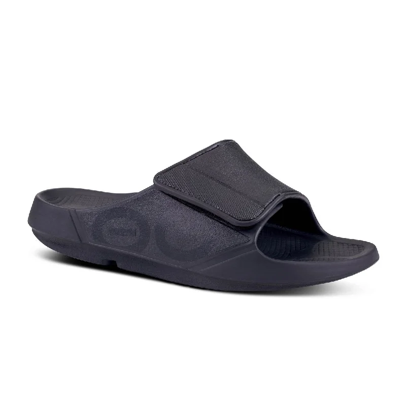 Men's sandals with a toe post designOofos OOahh Sport Flex Slide - Matte Black