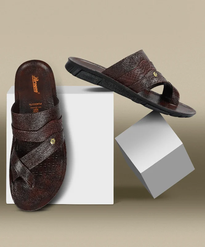 Men's sandals with a flexible sole for easy movementParagon Men's Slip-on Brown Sandals for Men | Comfortable Sole & Durable