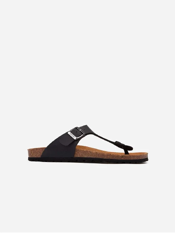 Men's sandals with a stretchy strap for a better fitPea Men's Vegan Comfort Footbed Sandals | Black Men's sandals with a stretchy strap for a better fitPea Men's Vegan Comfort Footbed Sandals | Black