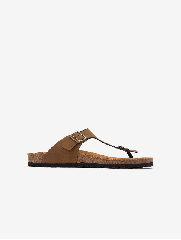 Men's sandals with a flexible sole for easy movementPea Men's Vegan Comfort Footbed Sandals | Brown Men's sandals with a flexible sole for easy movementPea Men's Vegan Comfort Footbed Sandals | Brown