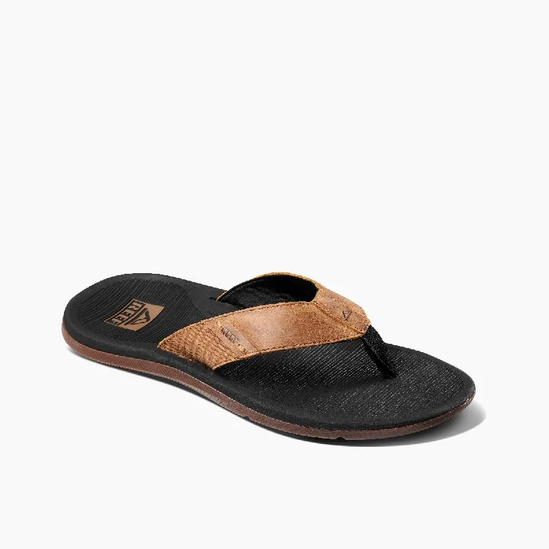 Men's sandals with a toe post designReef Men's Santa Ana LE - Black/Tan
