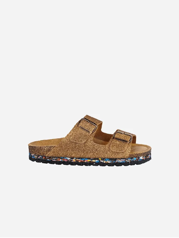 Men's sandals with a perforated leather upper for ventilationNuo Palm Tree Fibre & Cork Buckled Sandals | Coco
