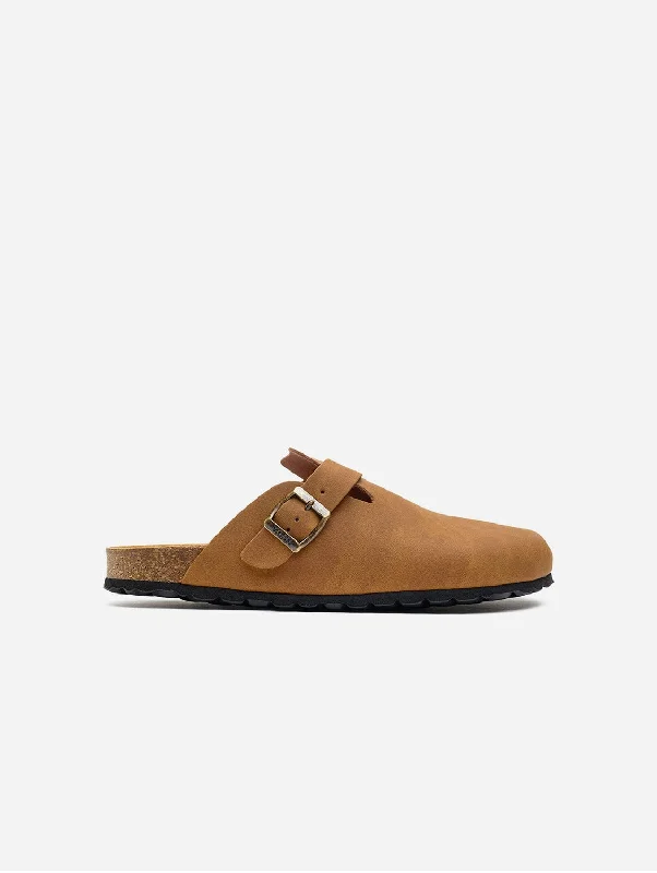 Men's sandals with a padded heelTaro Comfort Men's Vegan Footbed Slippers | Tan
