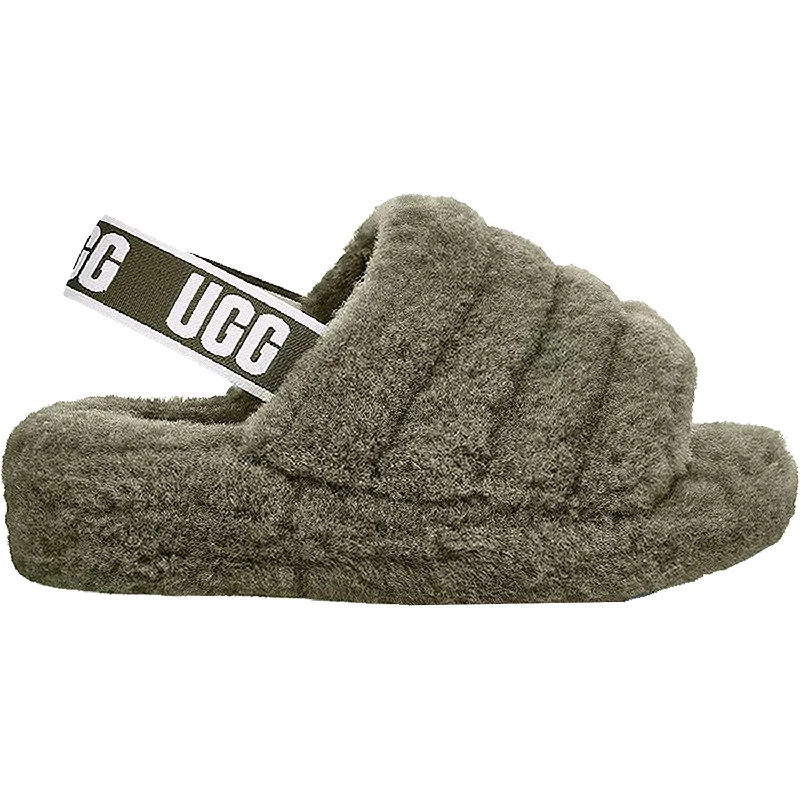 Men's sandals in a neutral color like black or brownWomen's UGG Fluff Yeah Slide Burnt Olive Sheepskin Men's sandals in a neutral color like black or brownWomen's UGG Fluff Yeah Slide Burnt Olive Sheepskin