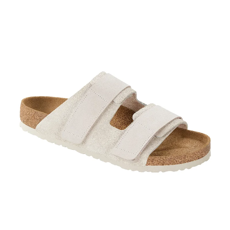 Men's sandals with a buckle closureUji Antique White Suede Leather
