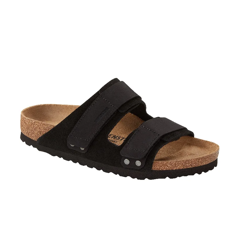 Men's sandals with a rubber sole for tractionUji Black Suede Leather